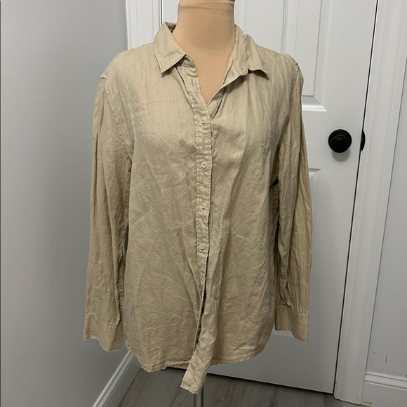 Quince Tan Linen Button Down Shirt - Picture 3 of 9